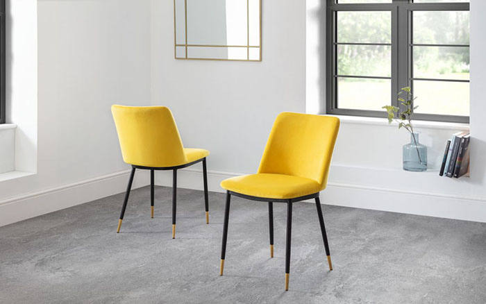Delaunay Mustard Velvet Dining Chair